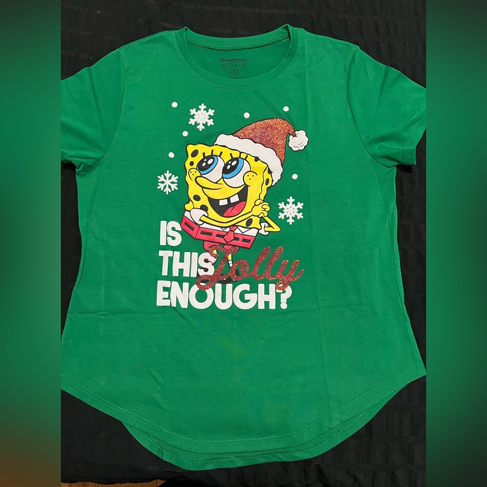 SpongeBob Christmas Bright Green Tee XL